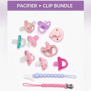 Baby Girl Pacifier + Pacifier Clips Bundle | Like New Excellent Condition
